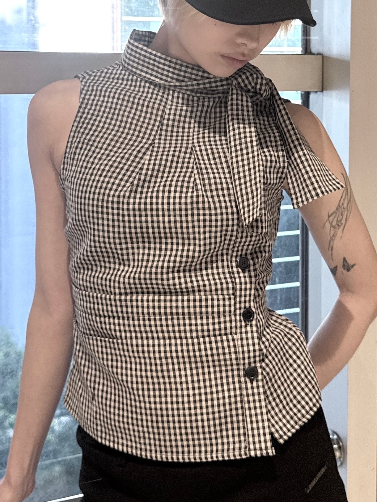 渋谷109店WEB限定受注制【nmtc+】Check Ribbon Tie Blouse