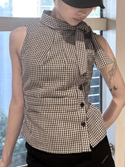 渋谷109店WEB限定受注制【nmtc+】Check Ribbon Tie Blouse