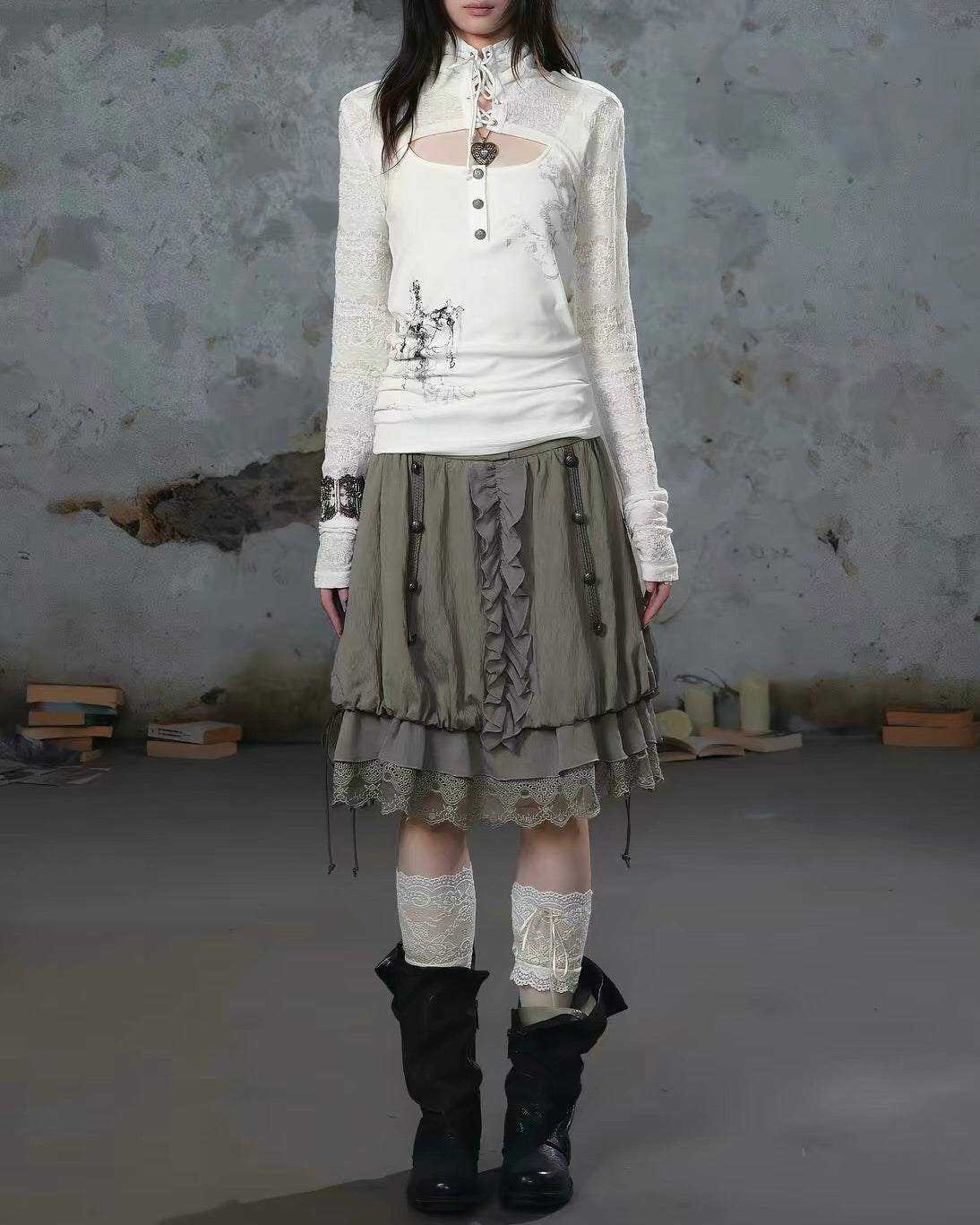 【Cest Nous】Lace Bud Skirt
