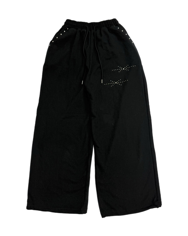 受注制【Chikashitsu +】studs design overfit sweat pants (2color)
