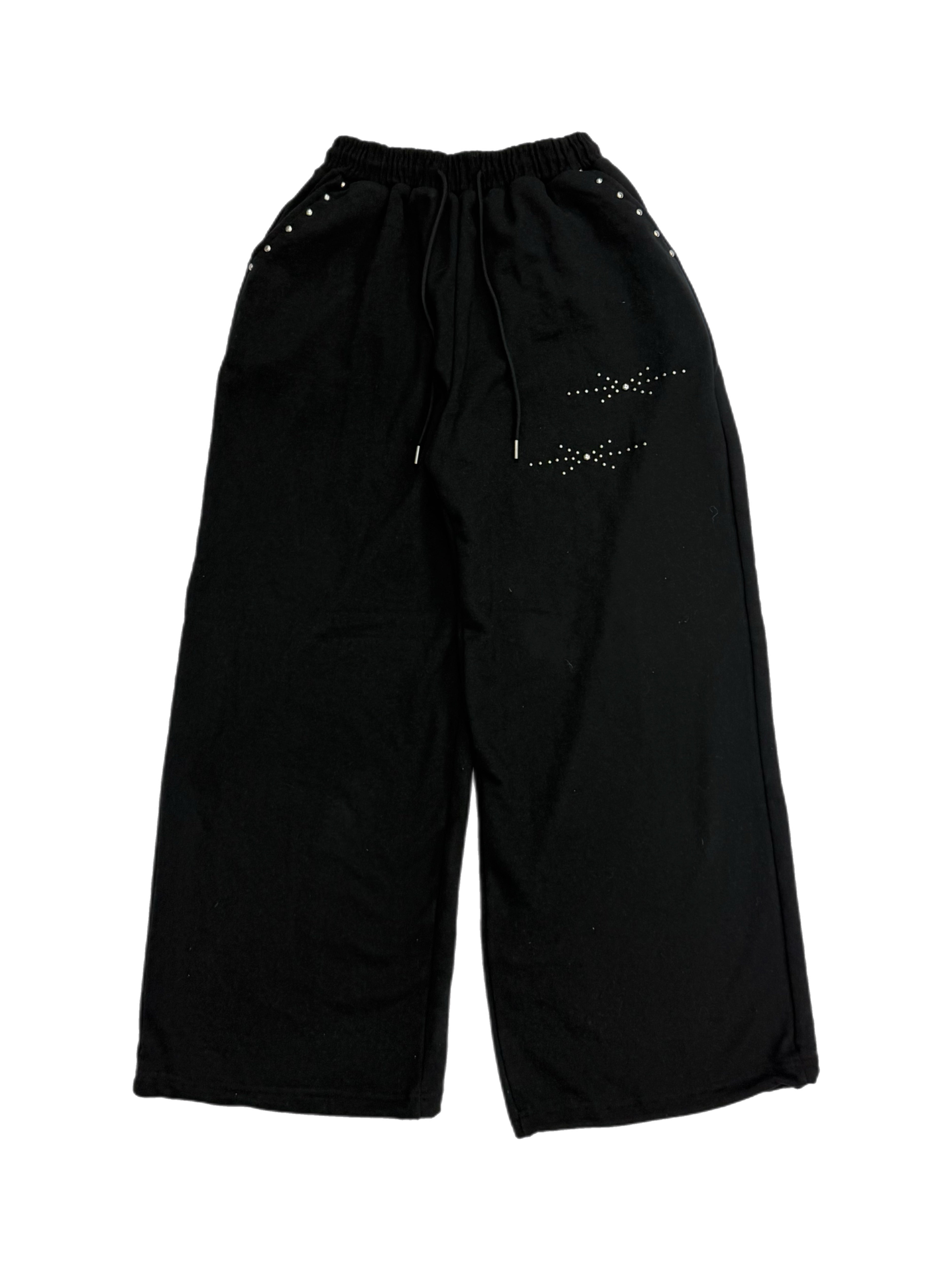 受注制【Chikashitsu +】studs design overfit sweat pants (2color)