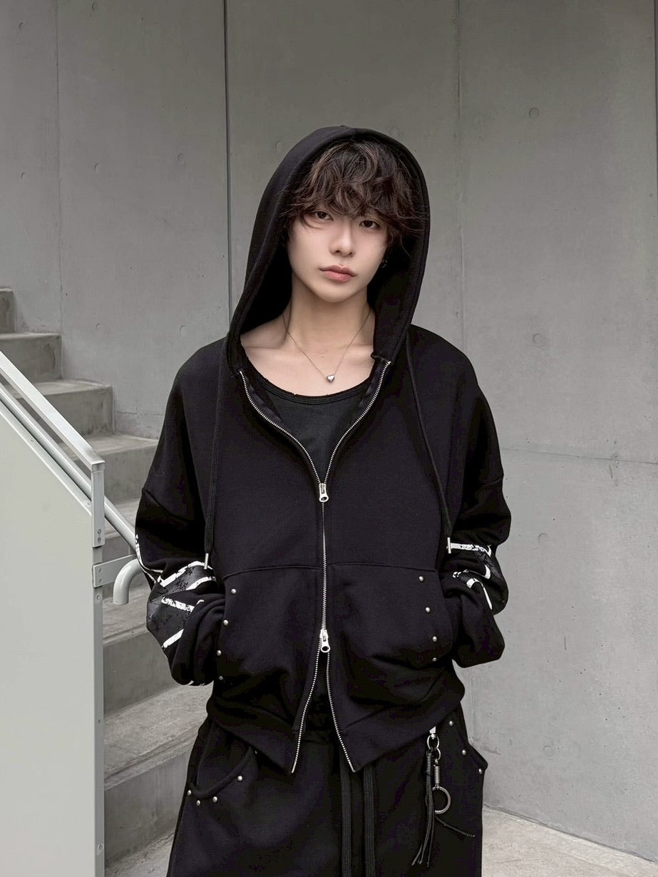 受注制【LUV CODE】star rivet zip up hoodie (2color)