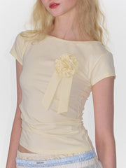 【CRANK】ROSETTE SHIRRING TOP