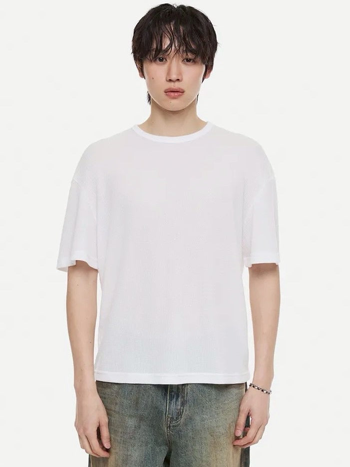 【DNSR】Cool Tencel Waffle Crop T-Shirt