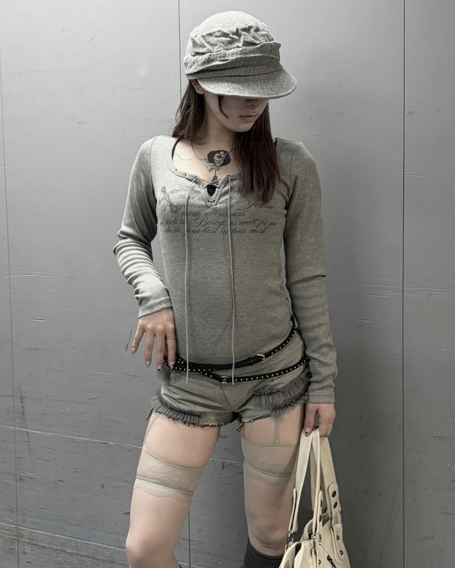 受注制【nmtc+】Lace Up Lettering Top (2color)