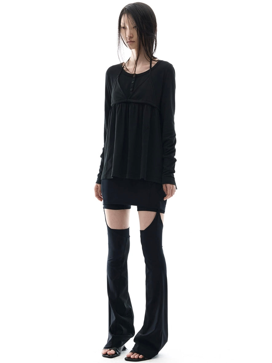 【OJOS】Layered Bra Flare Top
