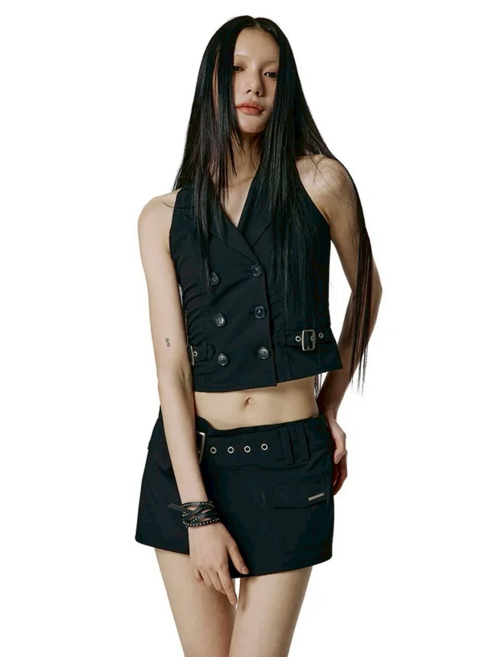 【ROCK CAKE】Double Button Halter Vest