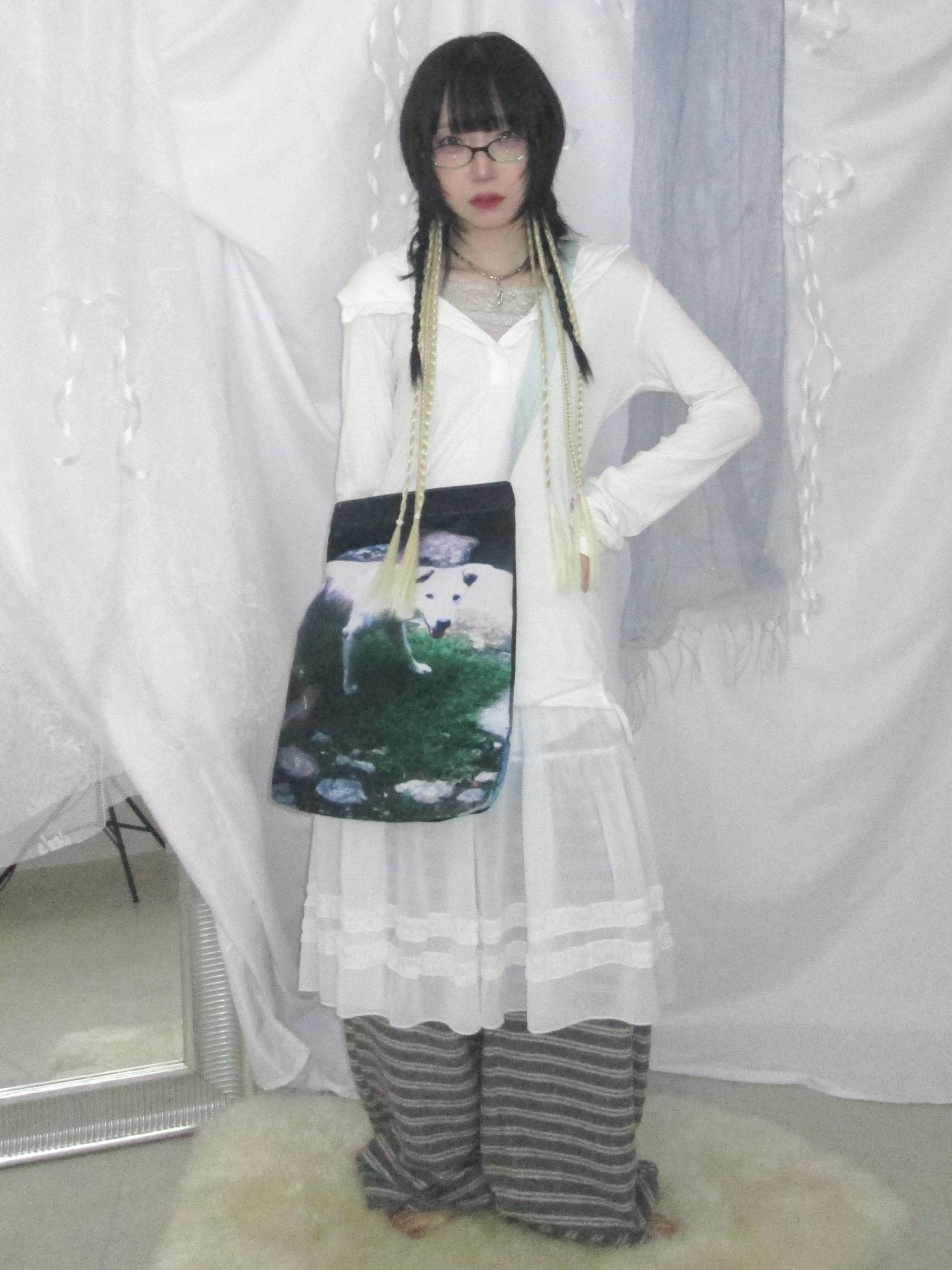 5/29 20:00発売 国際配送【Nerd out XU】see-through midium frill banding skirt (3color)