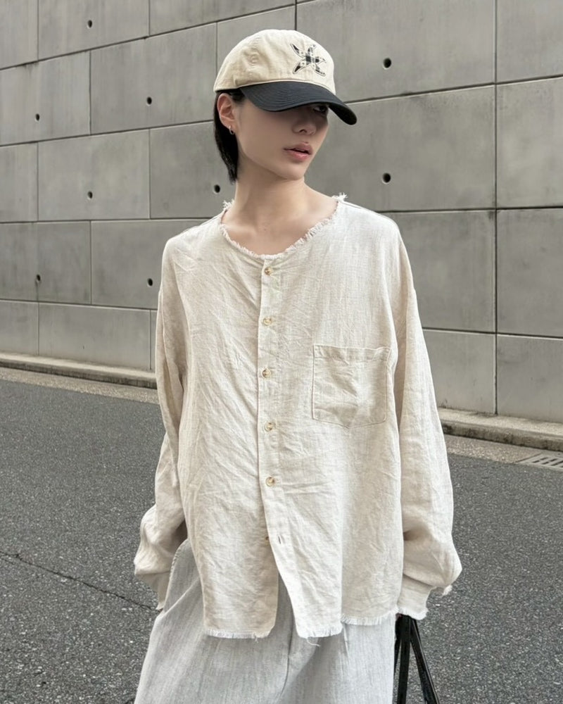 国際配送【LUV CODE】vintage washed linen shirt (2color)