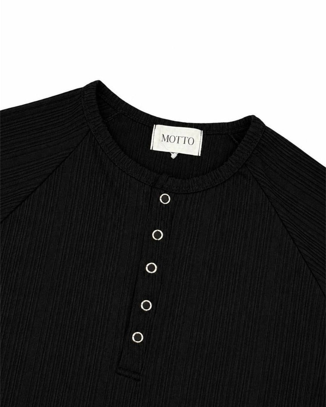 受注制【nmtc+】Snap henley neck ribbed slim top (4color)