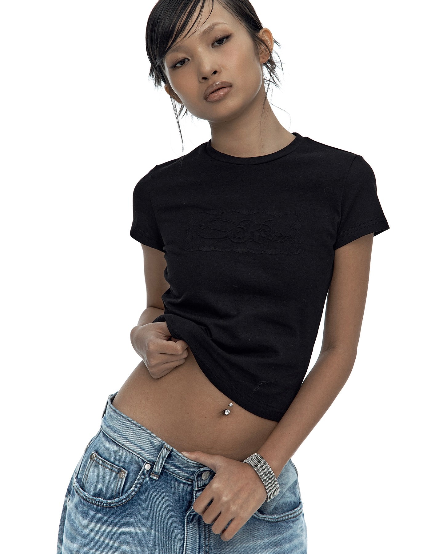 【Kashiko】 Embossed Baby Tee