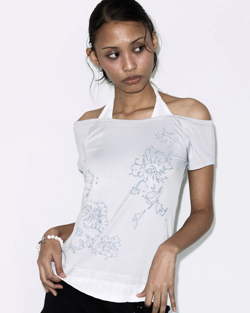 【FANCY CLUB】ROSY HALTER OFF-SHOULDER TOP