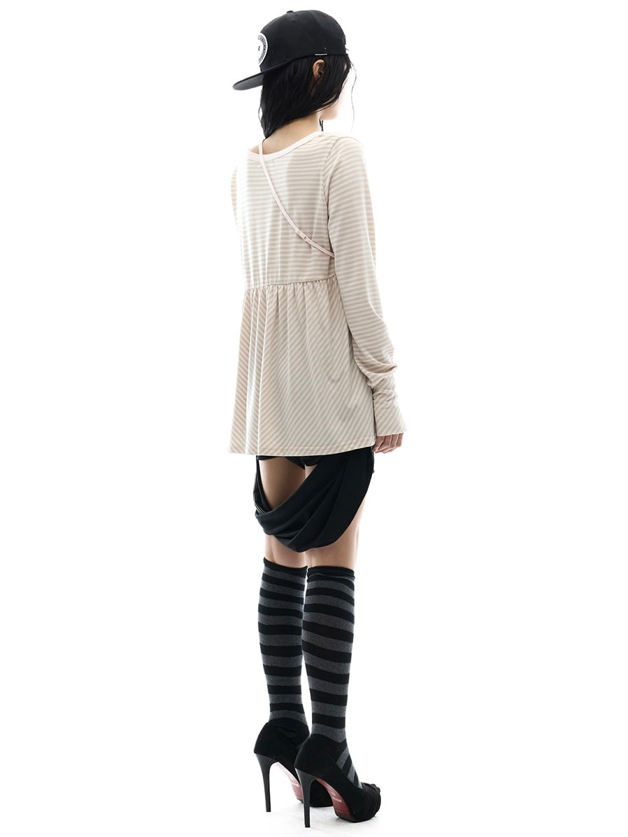 【OJOS】Layered Bra Flare Top