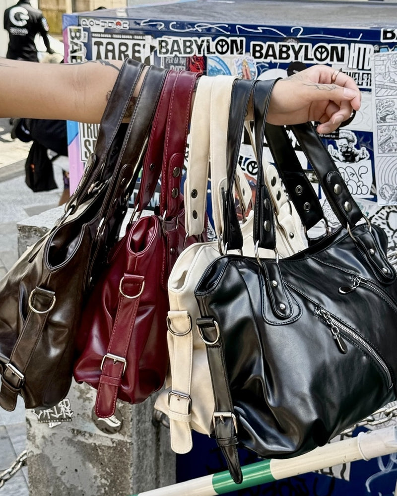 受注制【Never mind the XU】2way faux leather bag (4color)