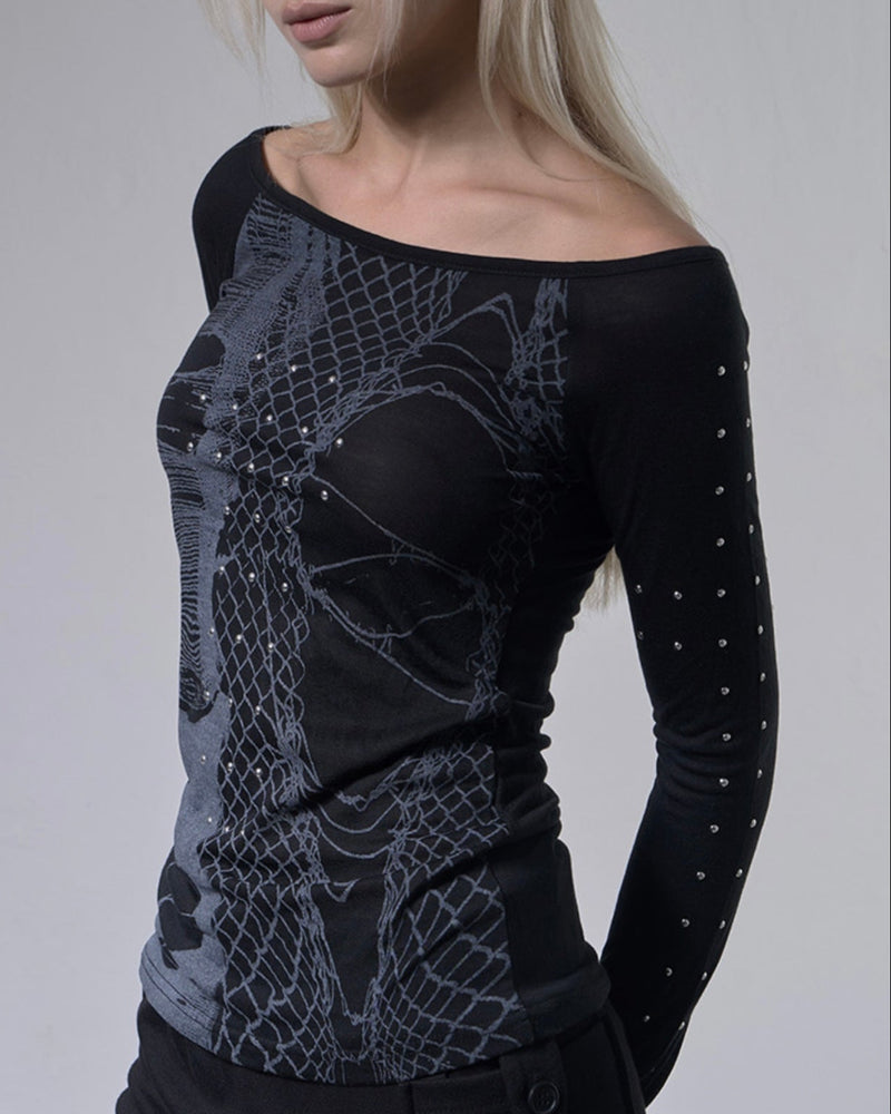 【FANCY CLUB】WEB STUD OFF-SHOULDER