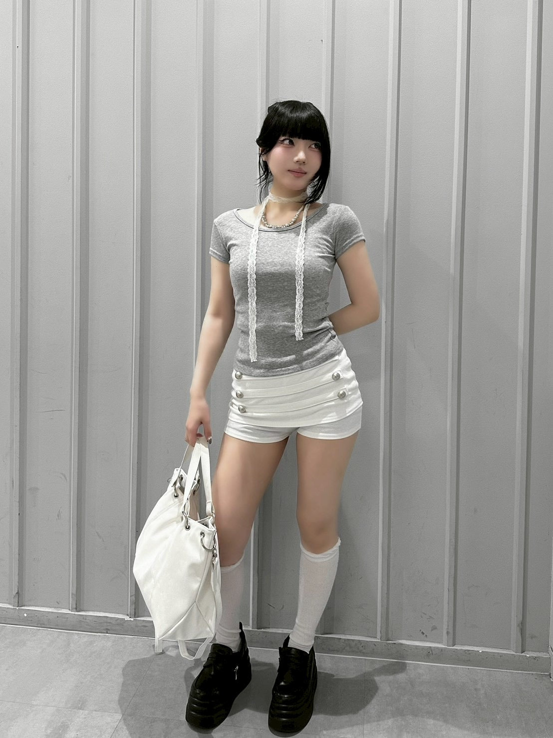 渋谷109店WEB限定受注制【nmtc+】Back Button Slit U-Neck Tee (5color)