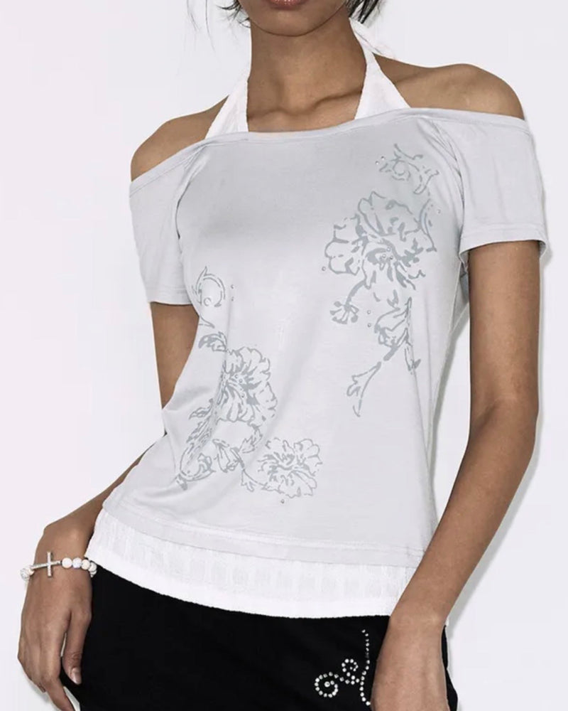 【FANCY CLUB】ROSY HALTER OFF-SHOULDER TOP