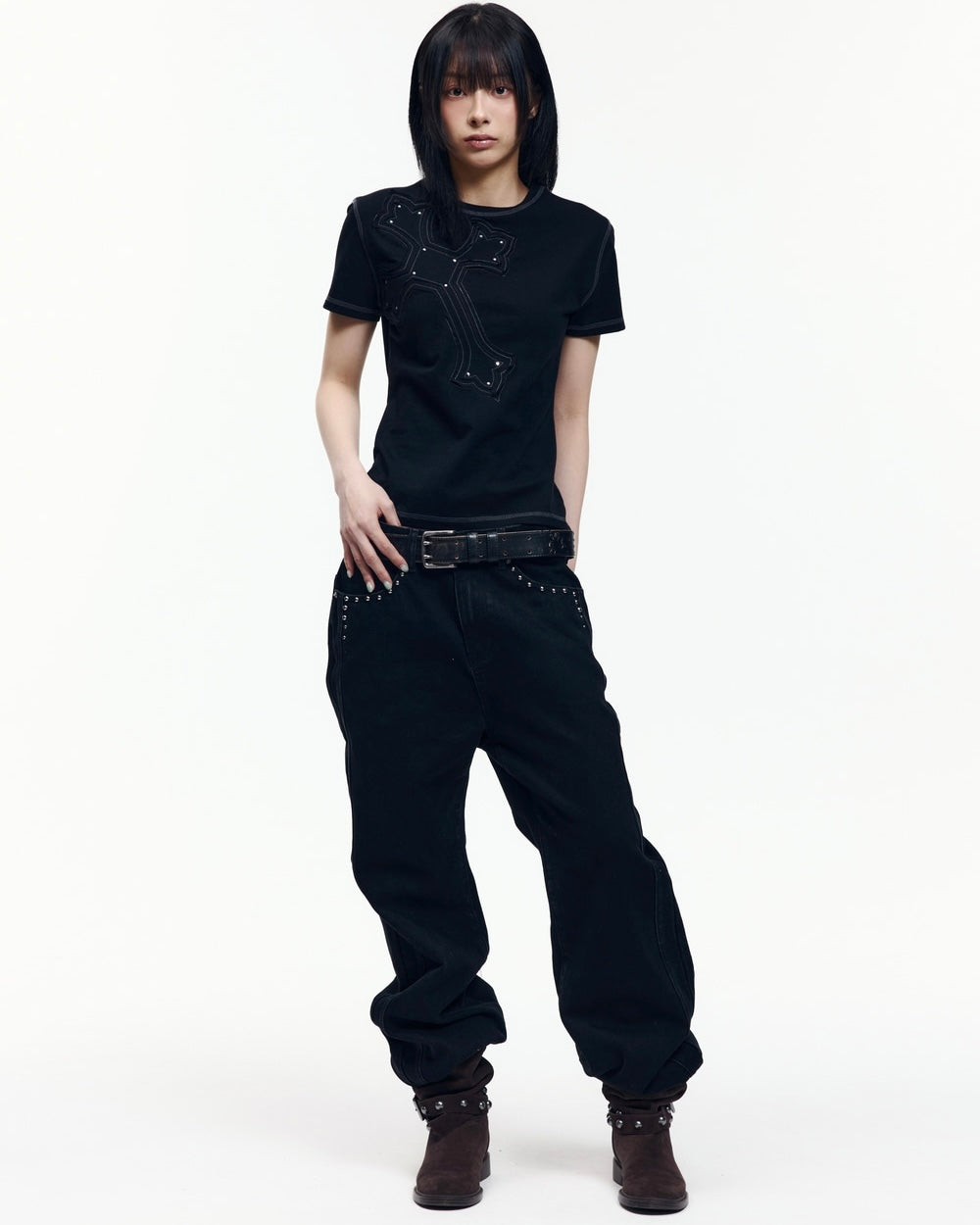 【AAKAM】Big Patch CROS2 Half Top
