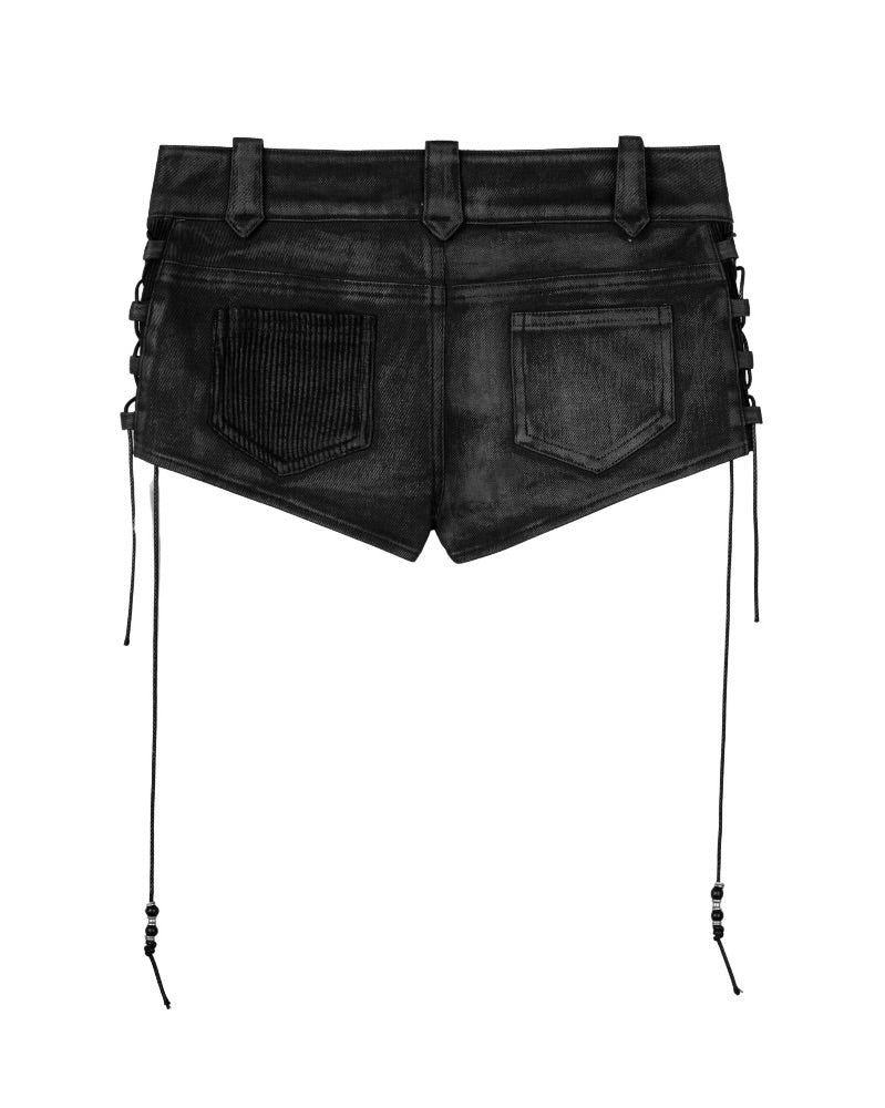 【bonienkiye】Waxed Lace-Up Shorts