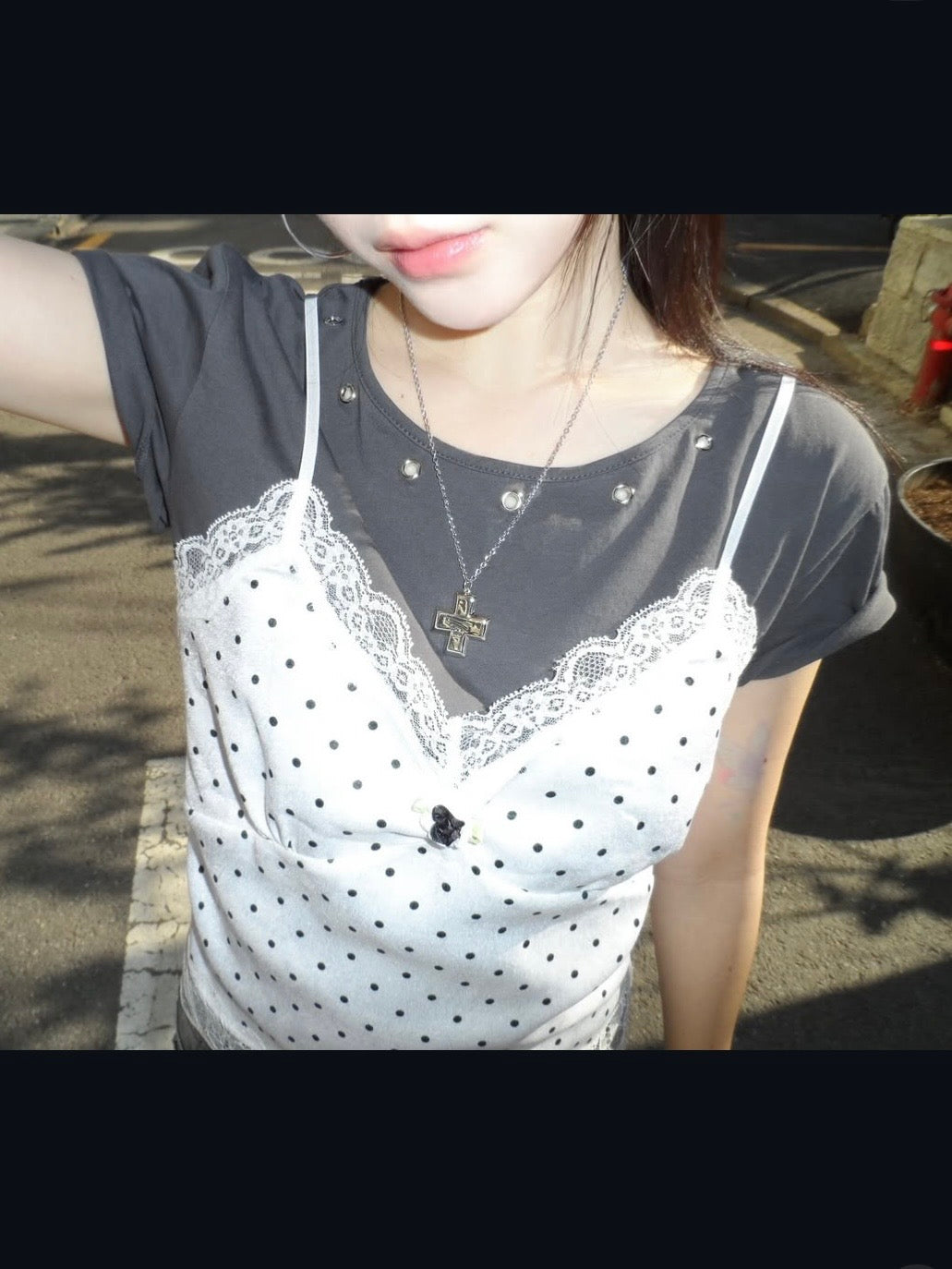 【CHERRYQUIRI】Dot Cami Layered Sleeveless
