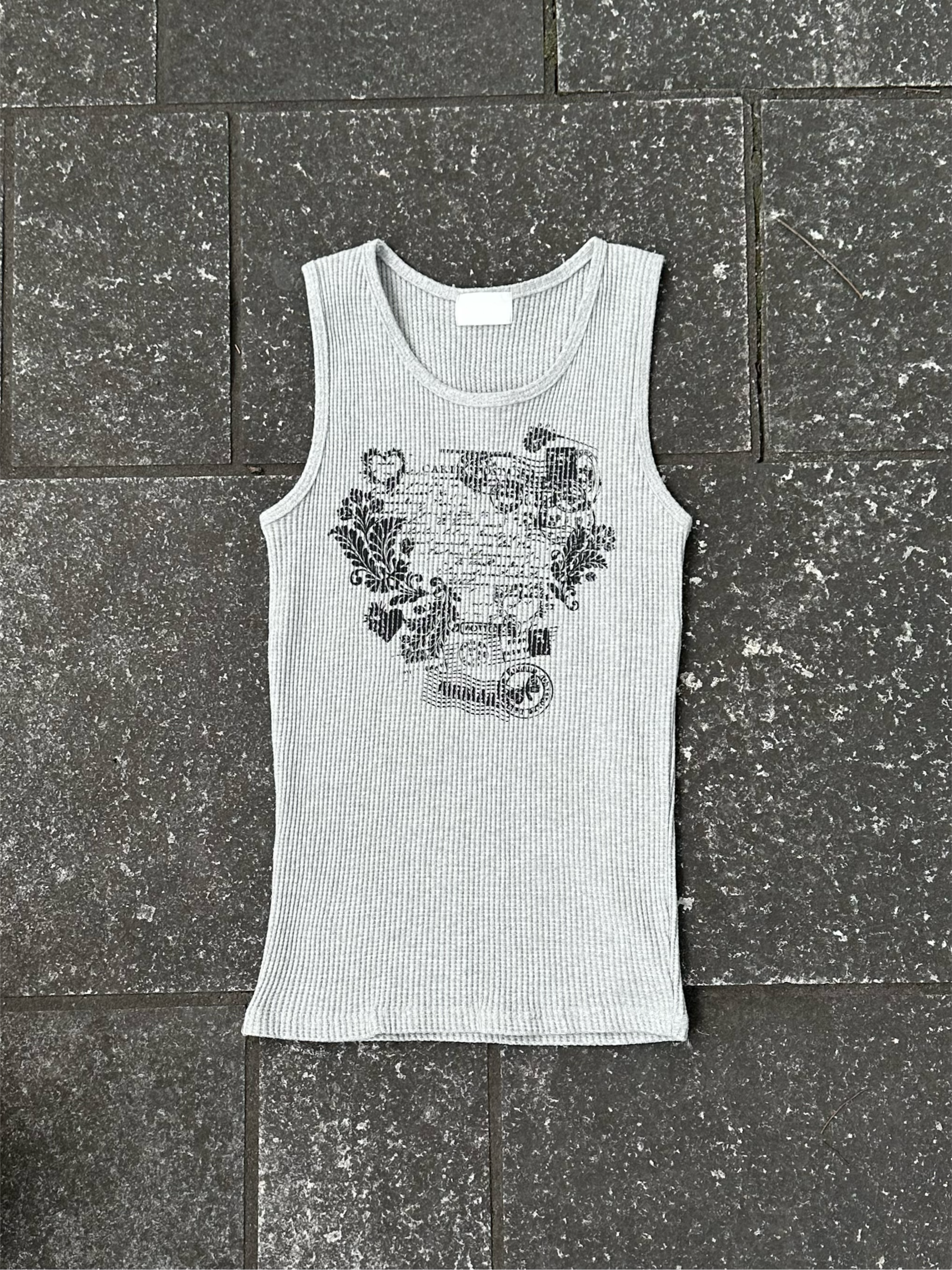大阪店WEB限定受注制【Chikashitsu +】graphic waffle tank (2color)