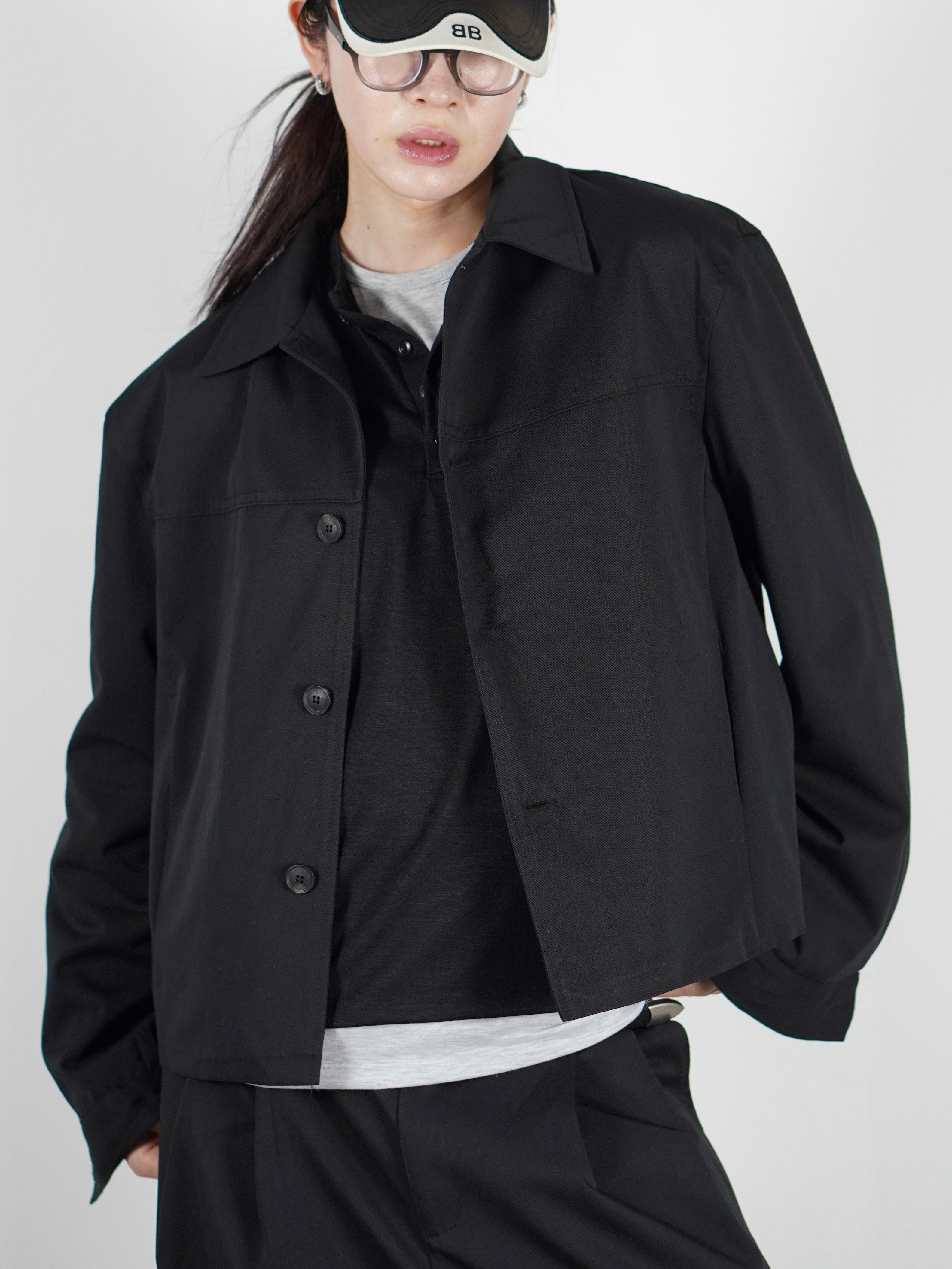 受注制【Chikashitsu +】cropped button jacket