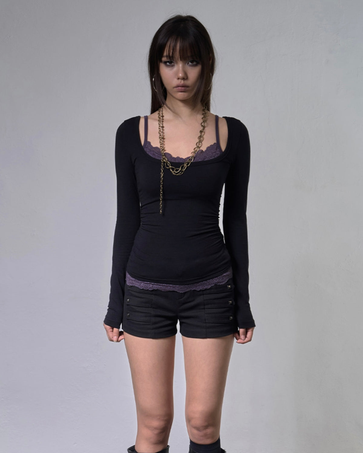 【FANCY CLUB】LACE LAYERED LONG SLEEVE