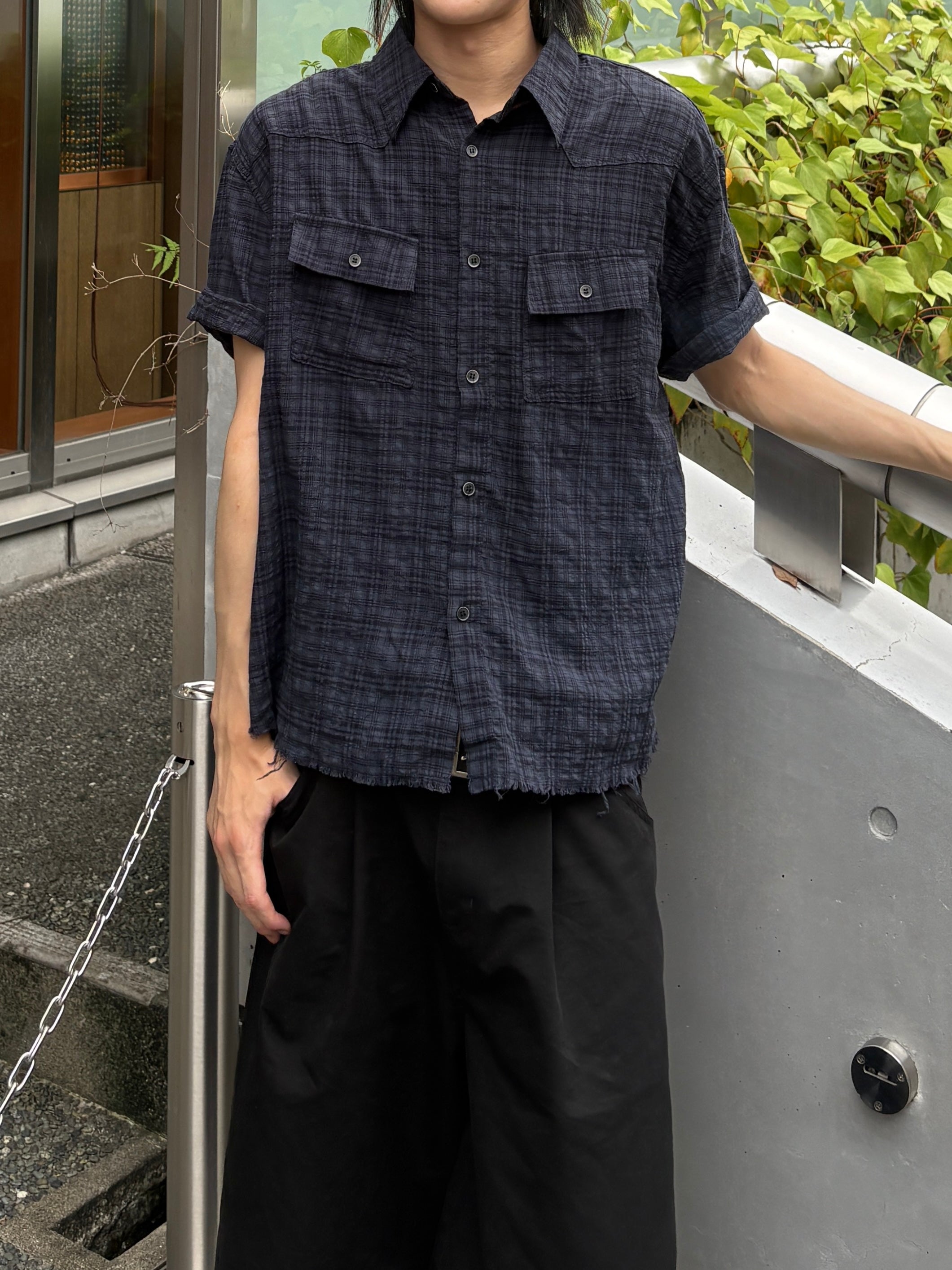 受注制【youll】Cut off half sleeve check shirt (3color)