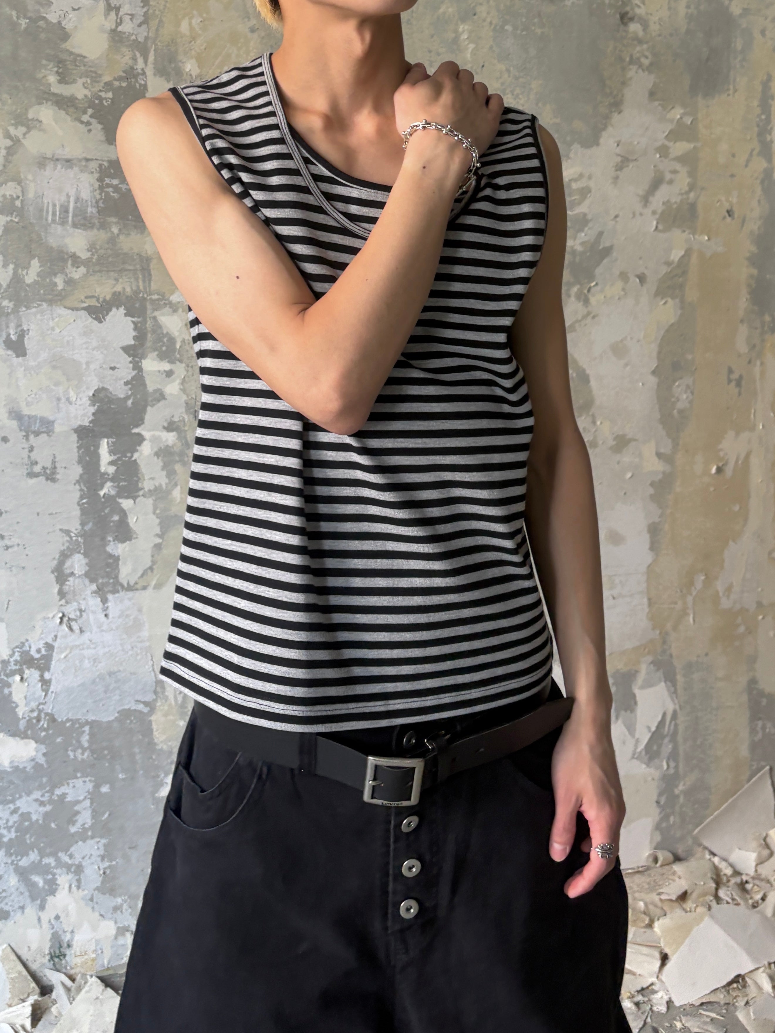 【Lee fi Ne】Layered Stripe Tank