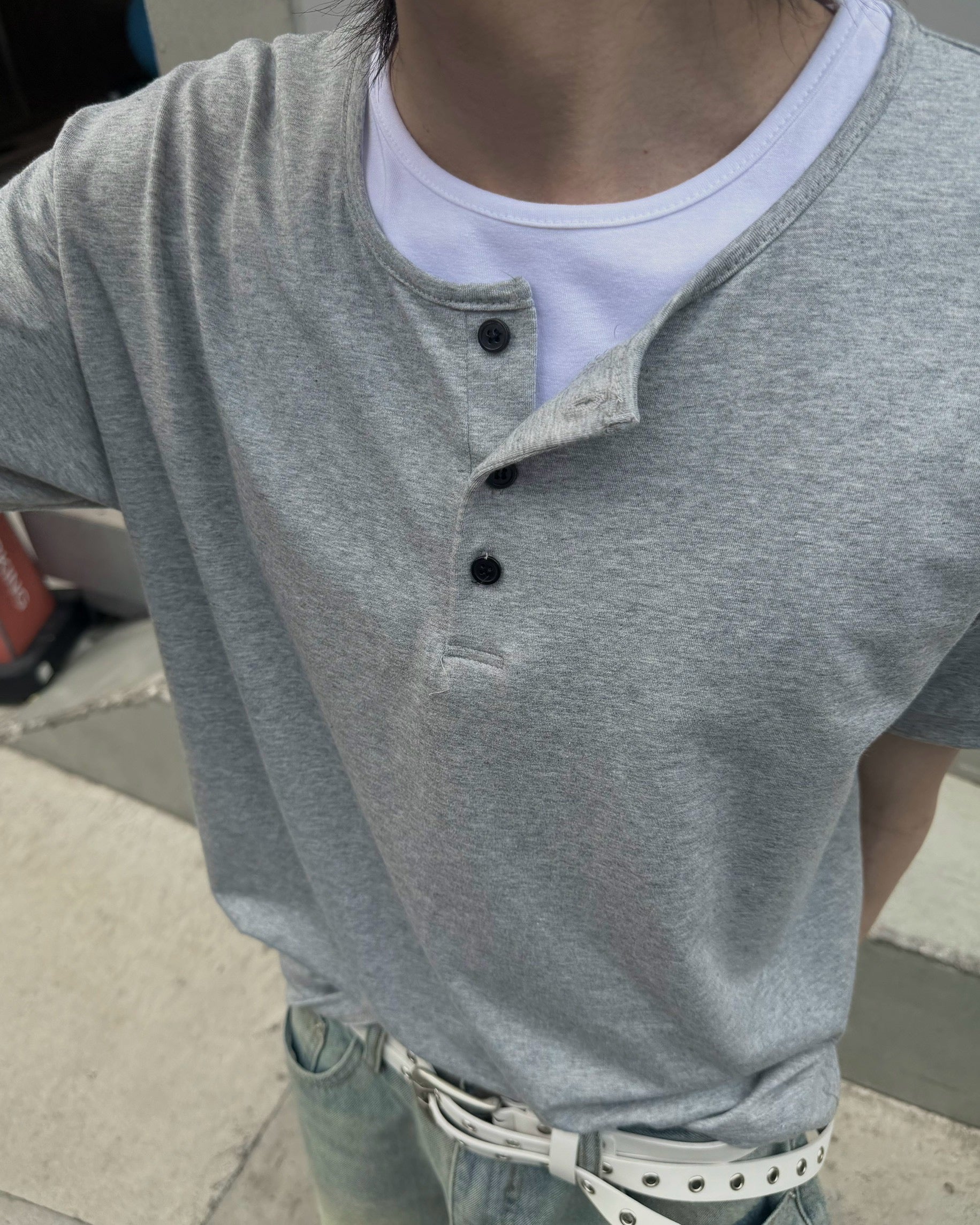 受注制【nmtc+】Cool Layered Henley Neck Tee (2color)