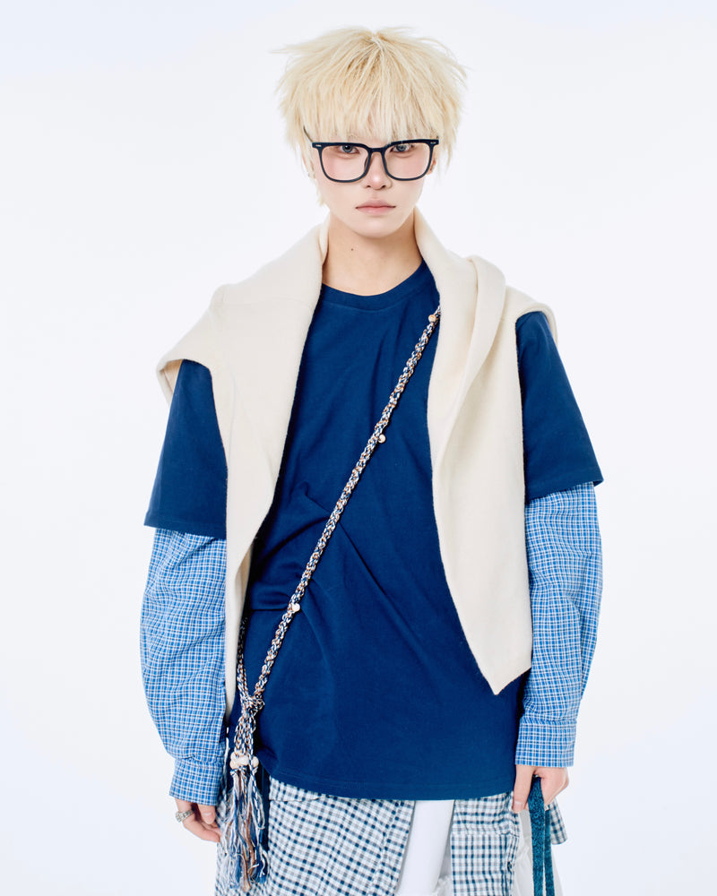 【Nerd out XU】gingham check design layered long sleeve