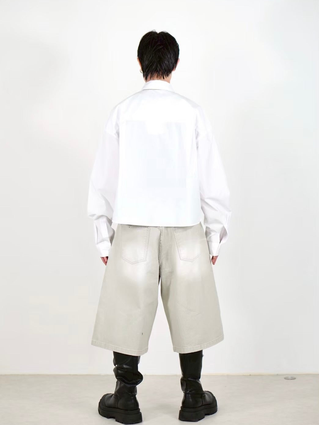受注制【Chikashitsu +】8-length bermuda denim pants (2color)