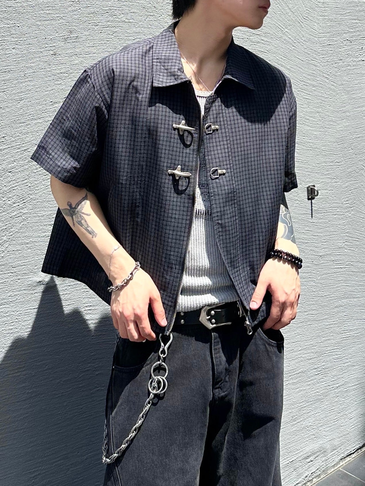 大阪店WEB限定受注制【Chikashitsu +】double buckle shirt jacket (2color)