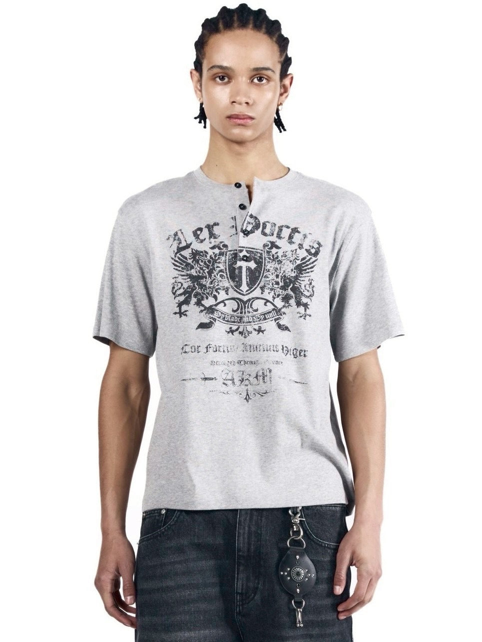 【AAKAM】Shield Henry Neck Half Top
