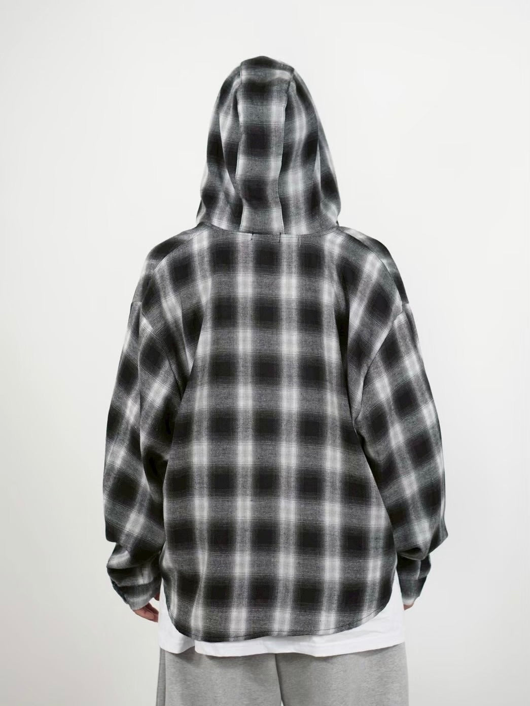 受注制【Chikashitsu +】tartan check hooded shirt (3color)