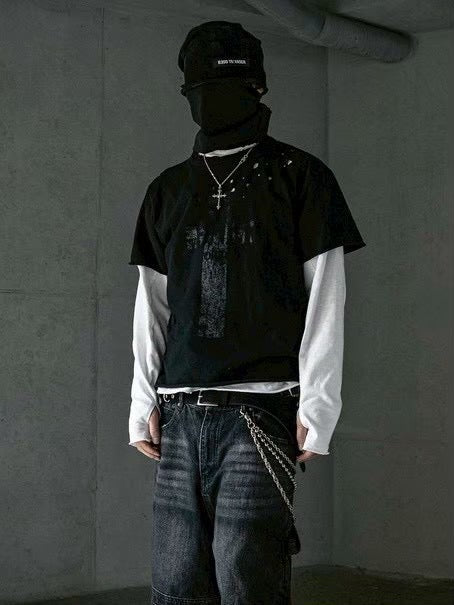 【roaringrad】Cross Damage Slub T-Shirt