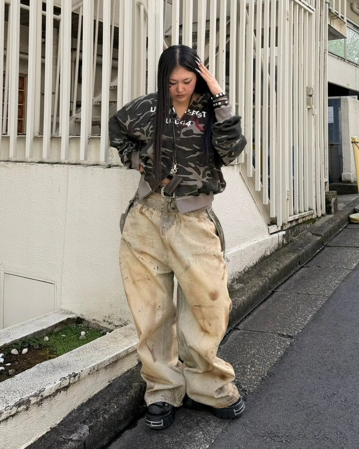 受注制【Never mind the XU】MILITARY CAMO THERMAL ZIP HOODIE (2color)