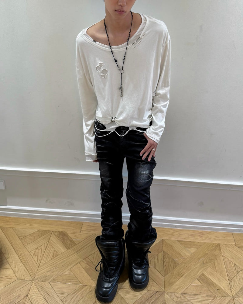【LECYTO】Frayed Layered Long Sleeve