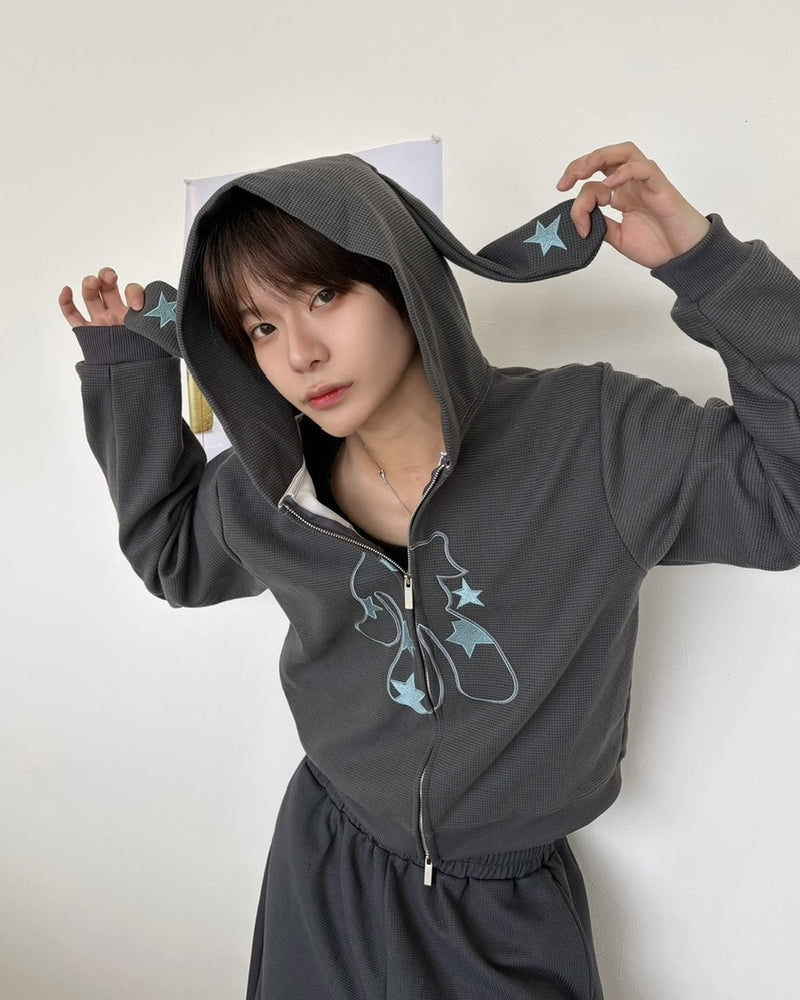 【LUV CODE】rabbit ear zip up hoodie (2color)