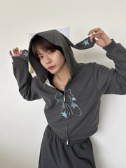 【LUV CODE】rabbit ear zip up hoodie (2color)