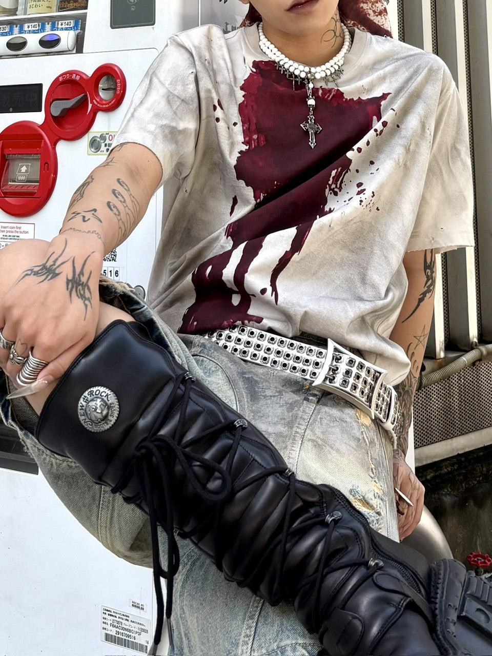 国際配送【Never mind the XU】Rivet eyelet biker belt