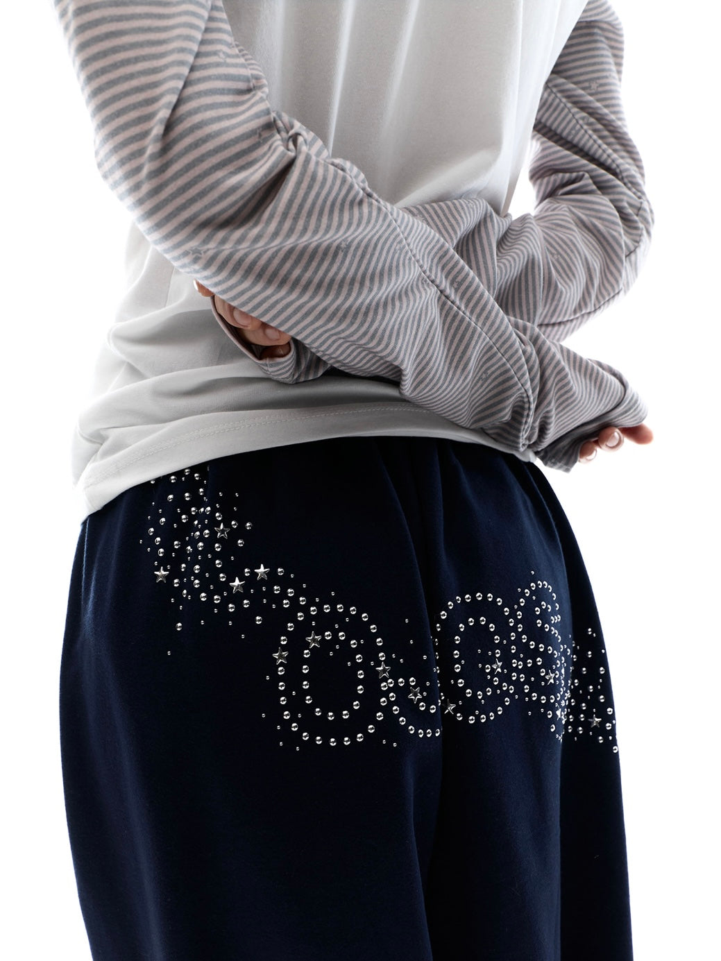 【OJOS】Hotfix Logo Wide Sweatpants