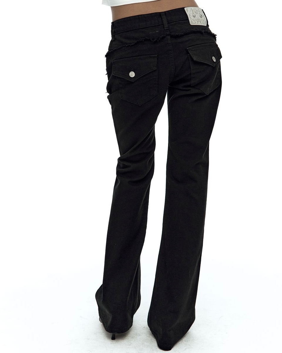 【Kashiko】Side Zipper Boots-cut Jeans