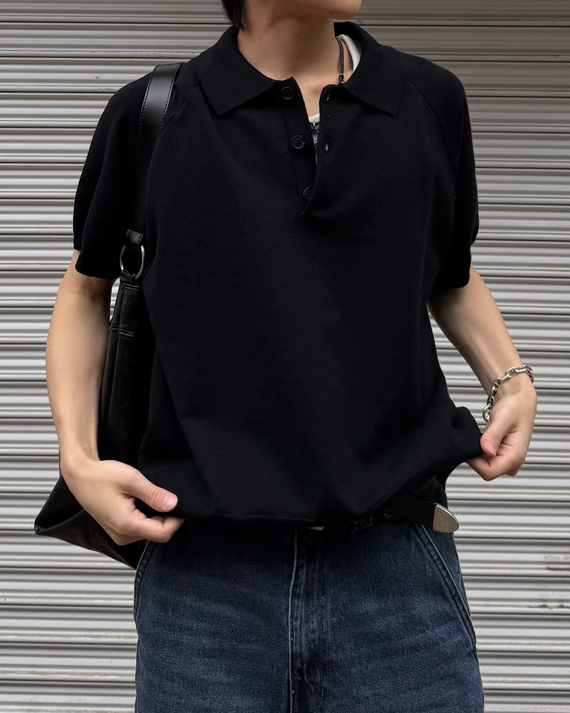 東京店WEB限定【Chikashitsu +】cropped knit poloshirt (3color)