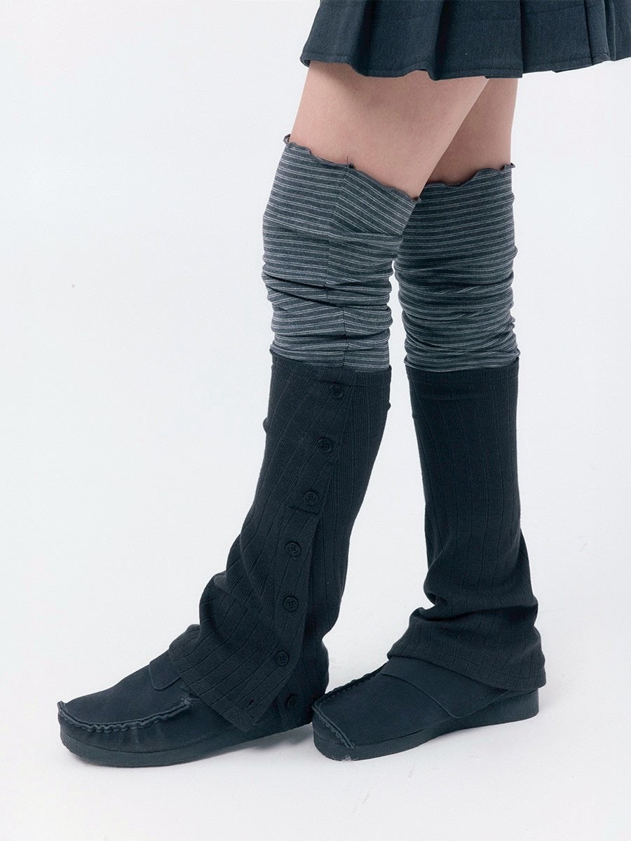【Miseki seoul】 Striped layered button leg warmer