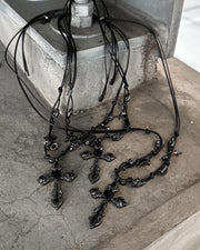 国際配送【Never mind the XU】stone cross cord necklace