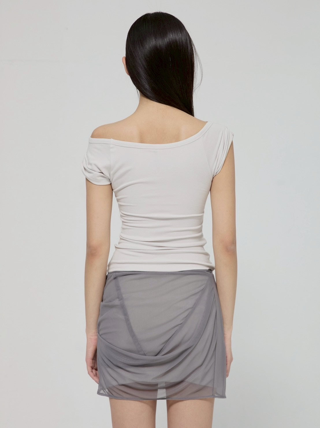 6/22 21:00発売【FLAREUP】Draped Mesh Layered Mini Skirt
