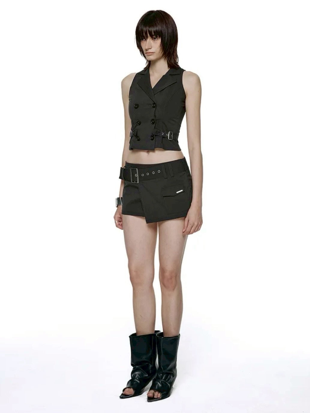 【ROCK CAKE】Double Button Halter Vest