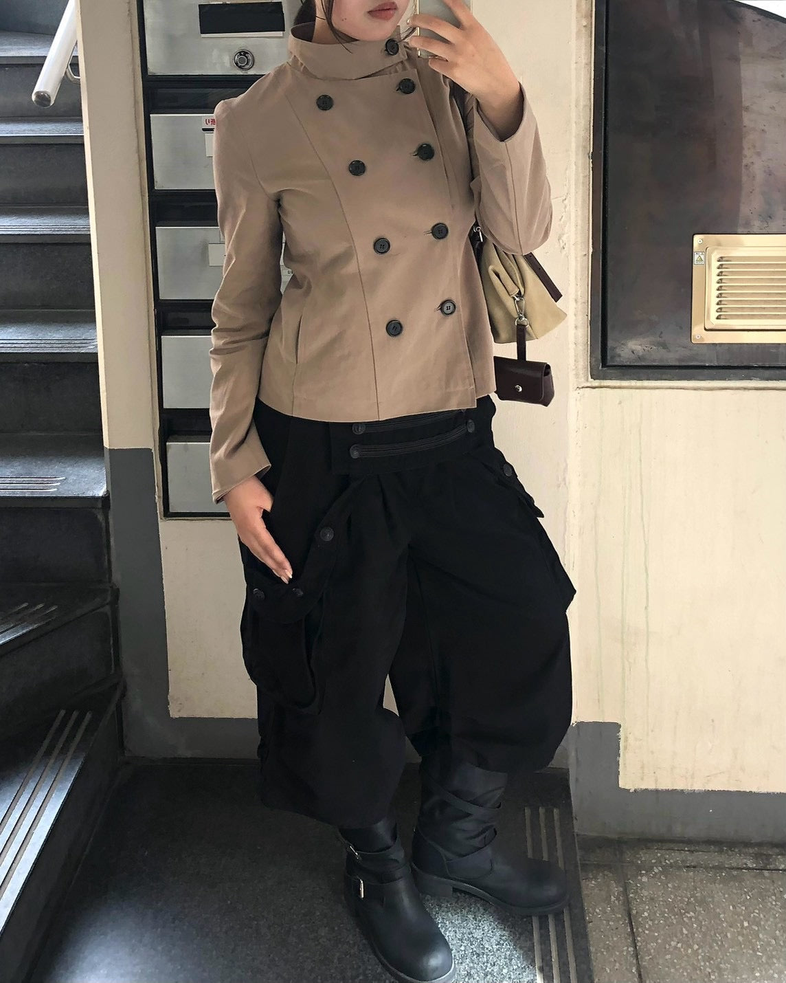 受注制【OaKS】low-neck slim-fit jacket (3color)