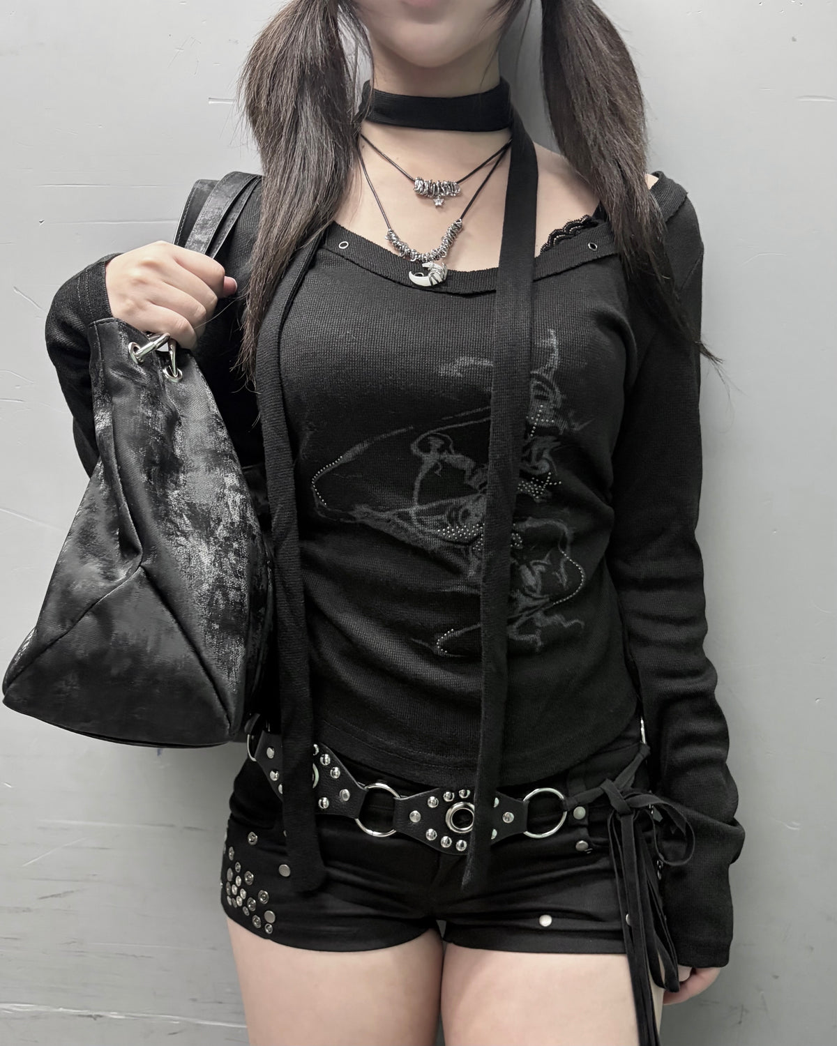 受注制【nmtc+】tie set u-neck long sleeve tee (3color)